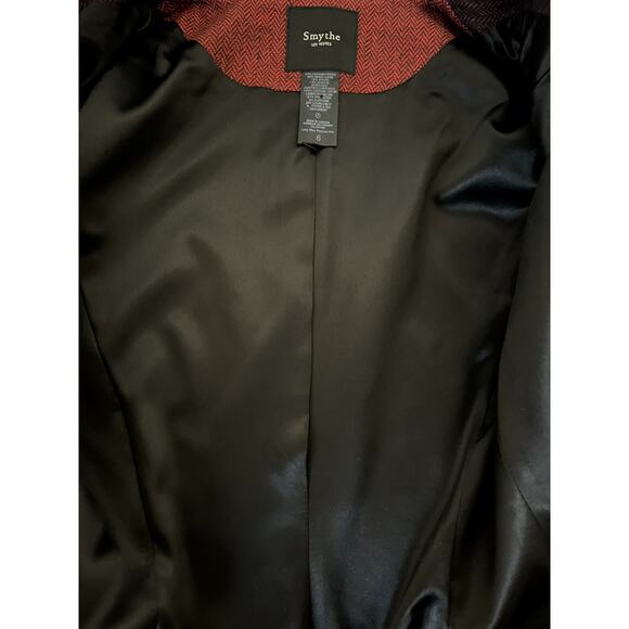 Smythe Duchess Tweed Peaked Lapel Velvet Trim Blazer Jacket Red Burgundy Size 6 - Picture 9 of 9